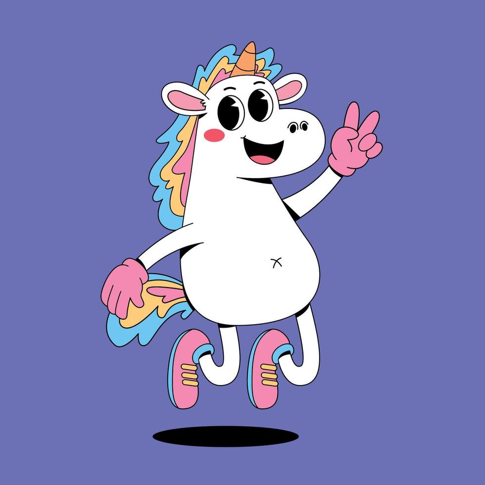 A cartoon unicorn with a peace sign vector