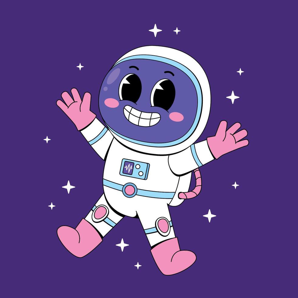 An astronaut on a purple background with stars vector