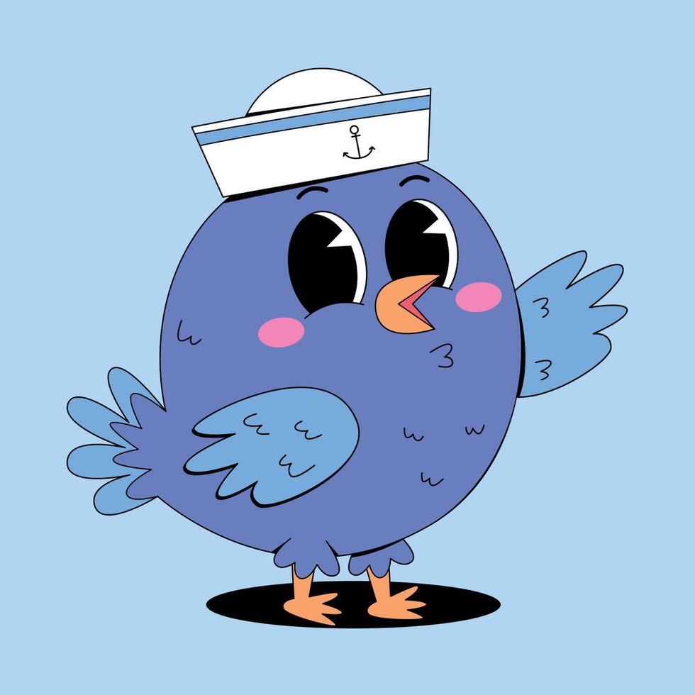 A cartoon bird wearing a sailor hat vector