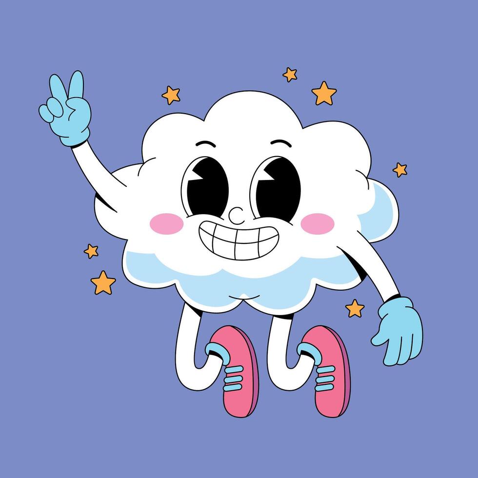 A cartoon cloud with a hand up in the air vector
