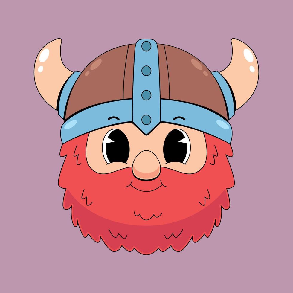 Cartoon viking head with horns and beard vector