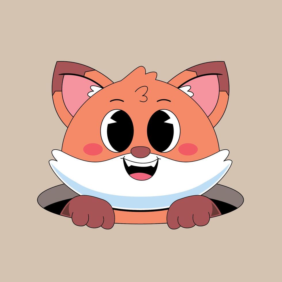 Fox hole by kawaii fox vector