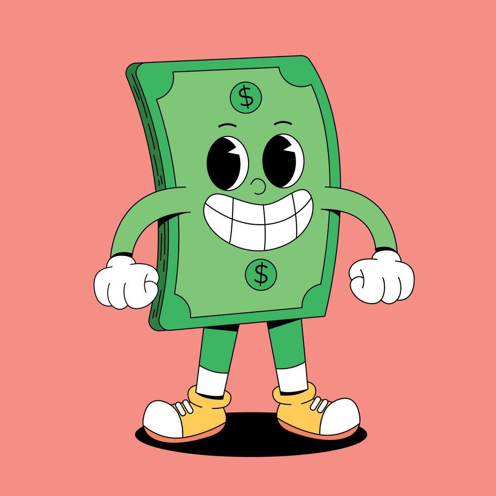 A cartoon money character with a smile on his face vector
