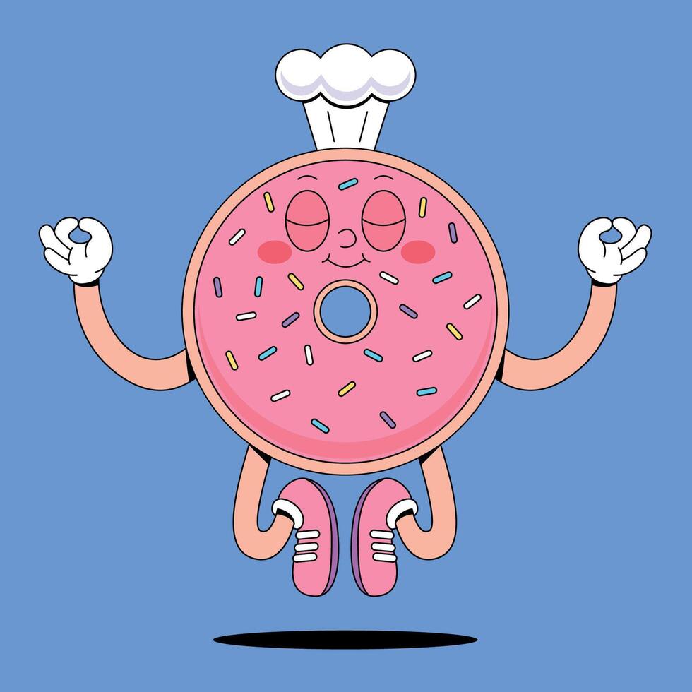 A cartoon donut with a chef hat on it vector