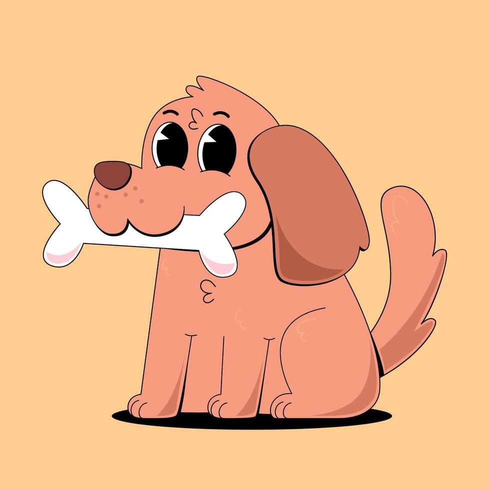 A cartoon dog with a bone in its mouth vector