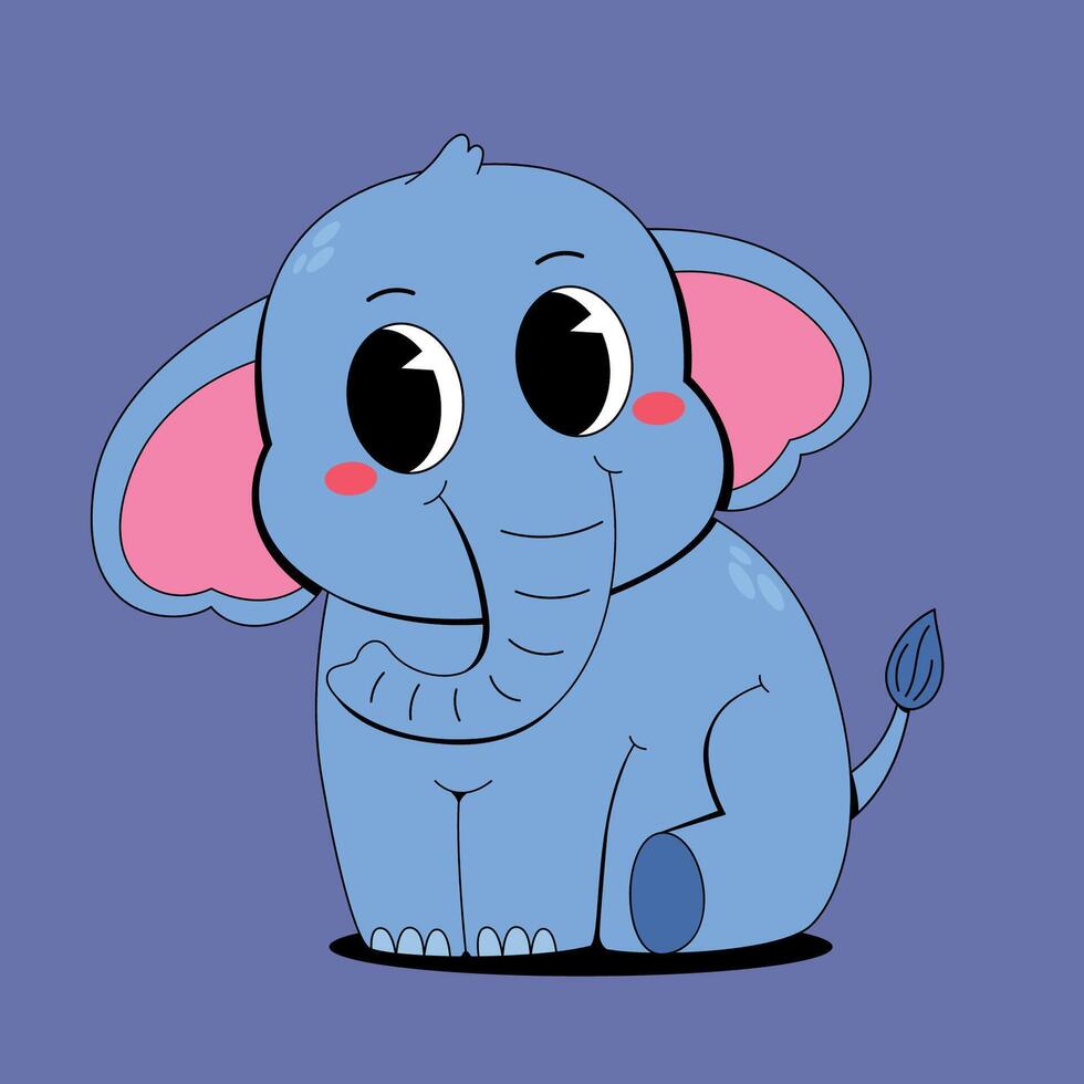 An elephant with big eyes and pink ears vector