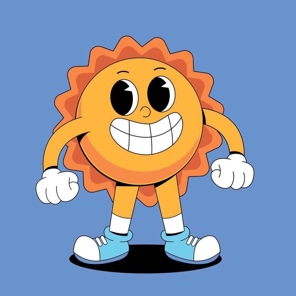 A cartoon sun character with a smile on his face vector