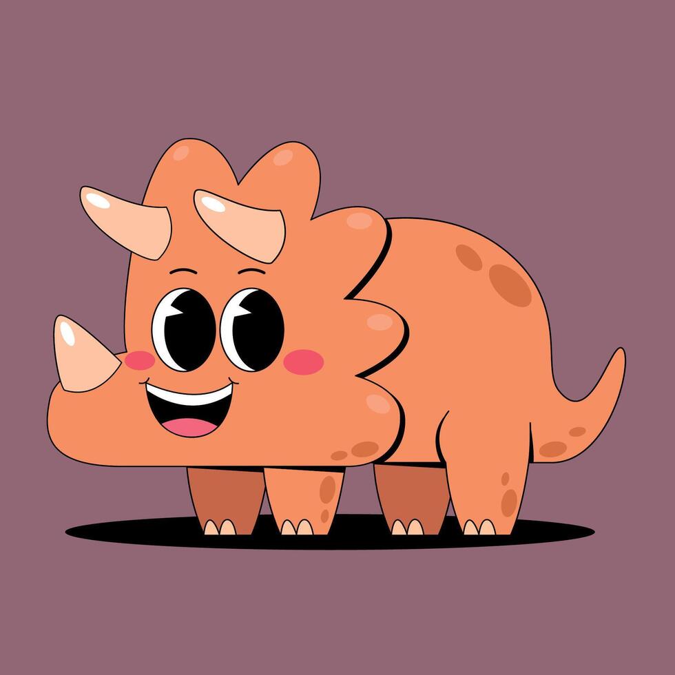 A cartoon dinosaur with big eyes and horns vector