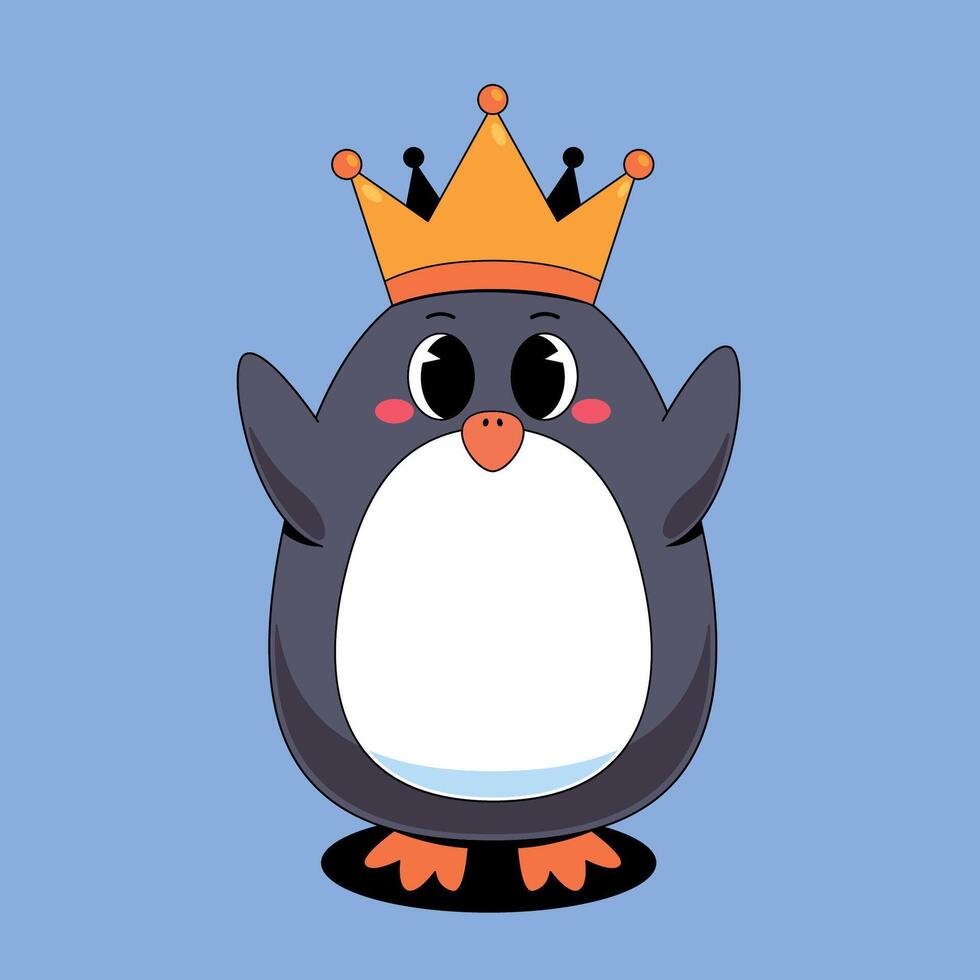A cartoon penguin wearing a crown vector