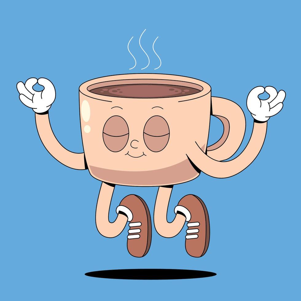 A cartoon coffee cup with arms and legs vector