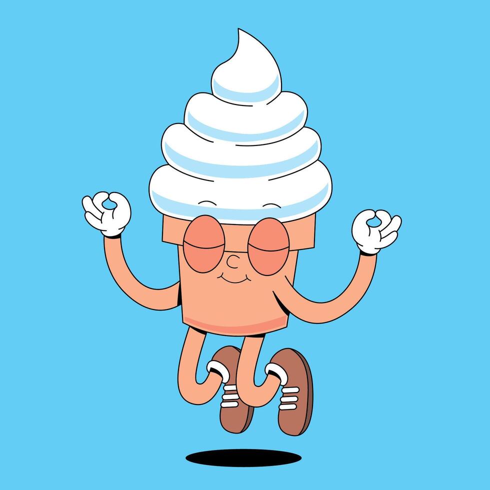 An ice cream cone character with sunglasses and a smile vector