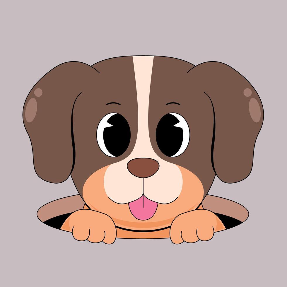 A cartoon dog with its tongue out and its eyes open vector