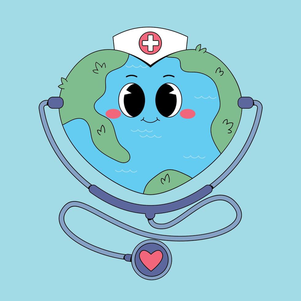 Earth doctor stethoscope vector