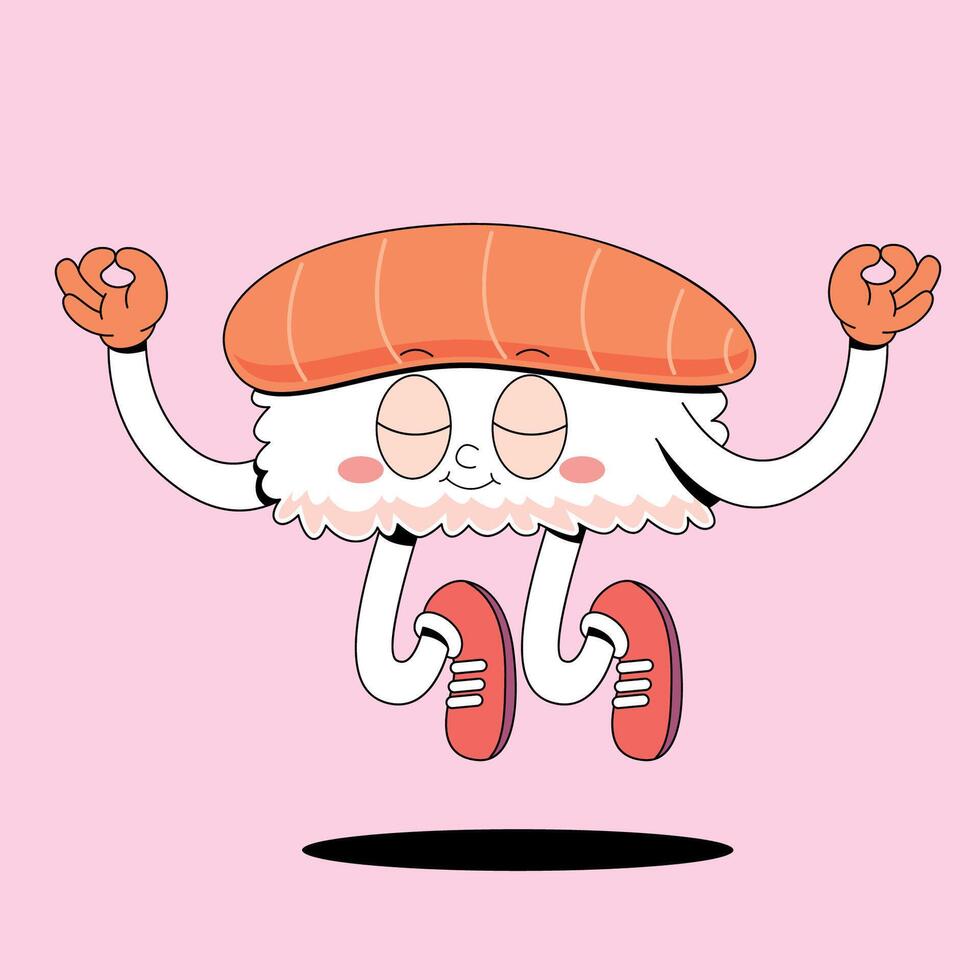 A cartoon sushi character jumping up and down vector