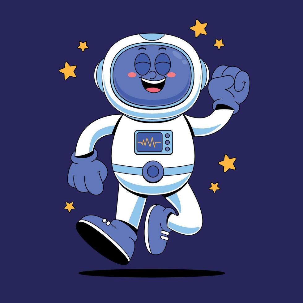 Cartoon astronaut running with stars vector