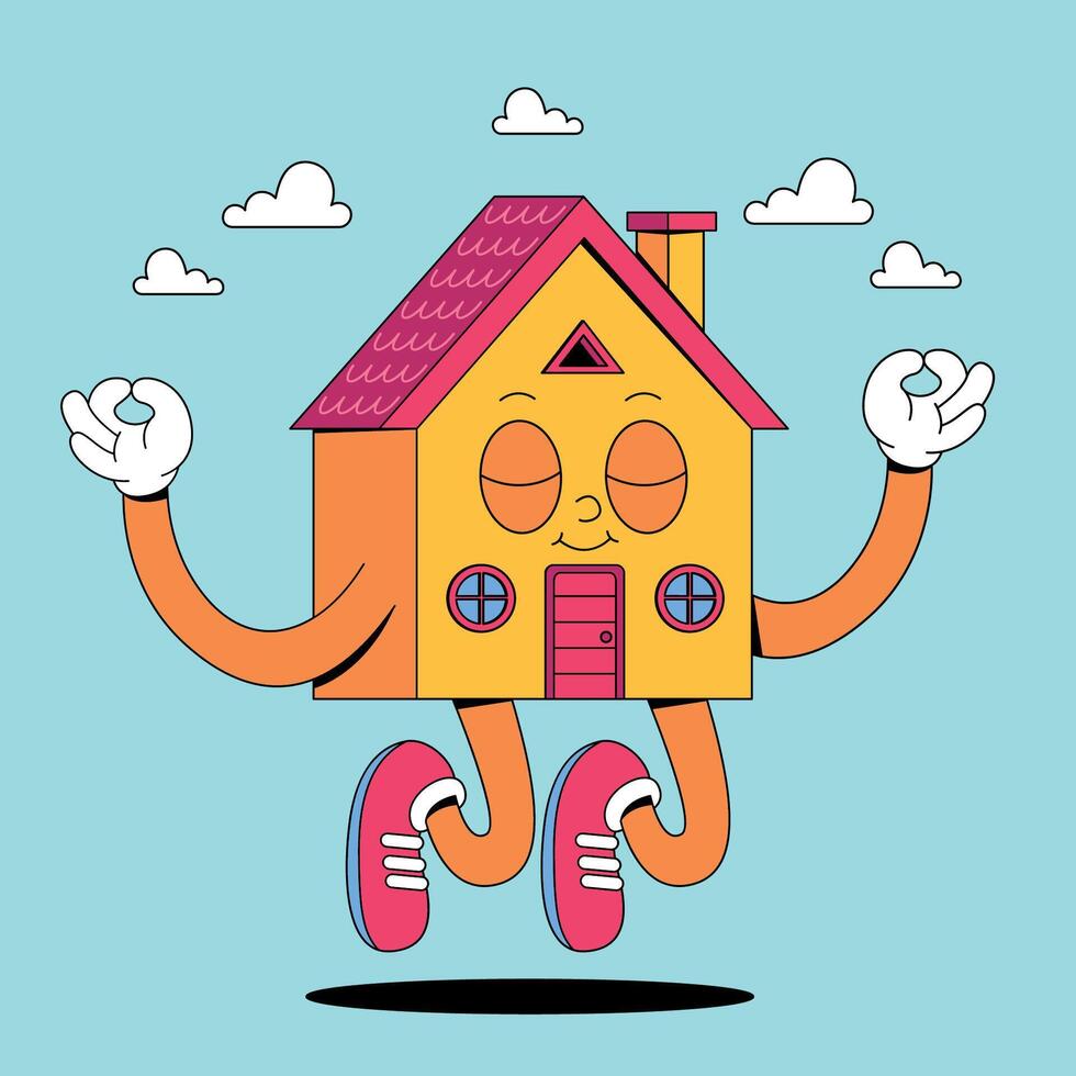 A cartoon house with arms and legs running vector