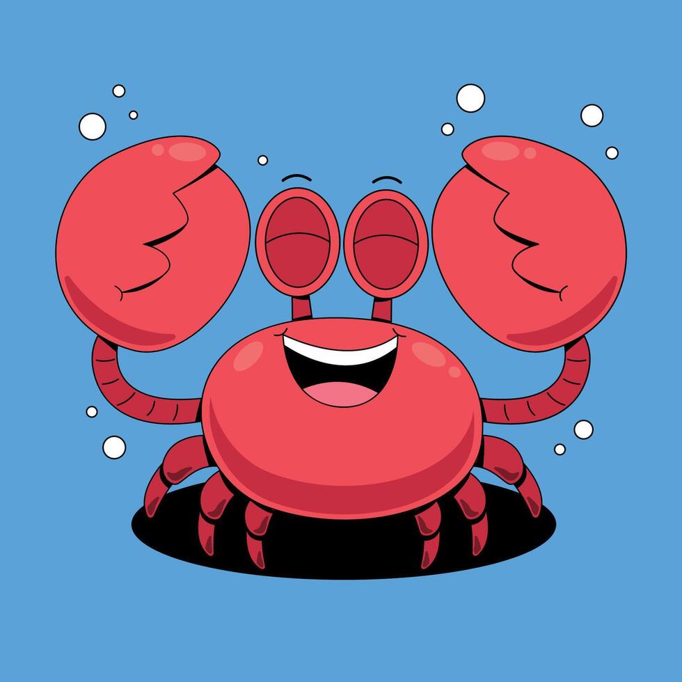 A cartoon crab with big eyes and a smile vector