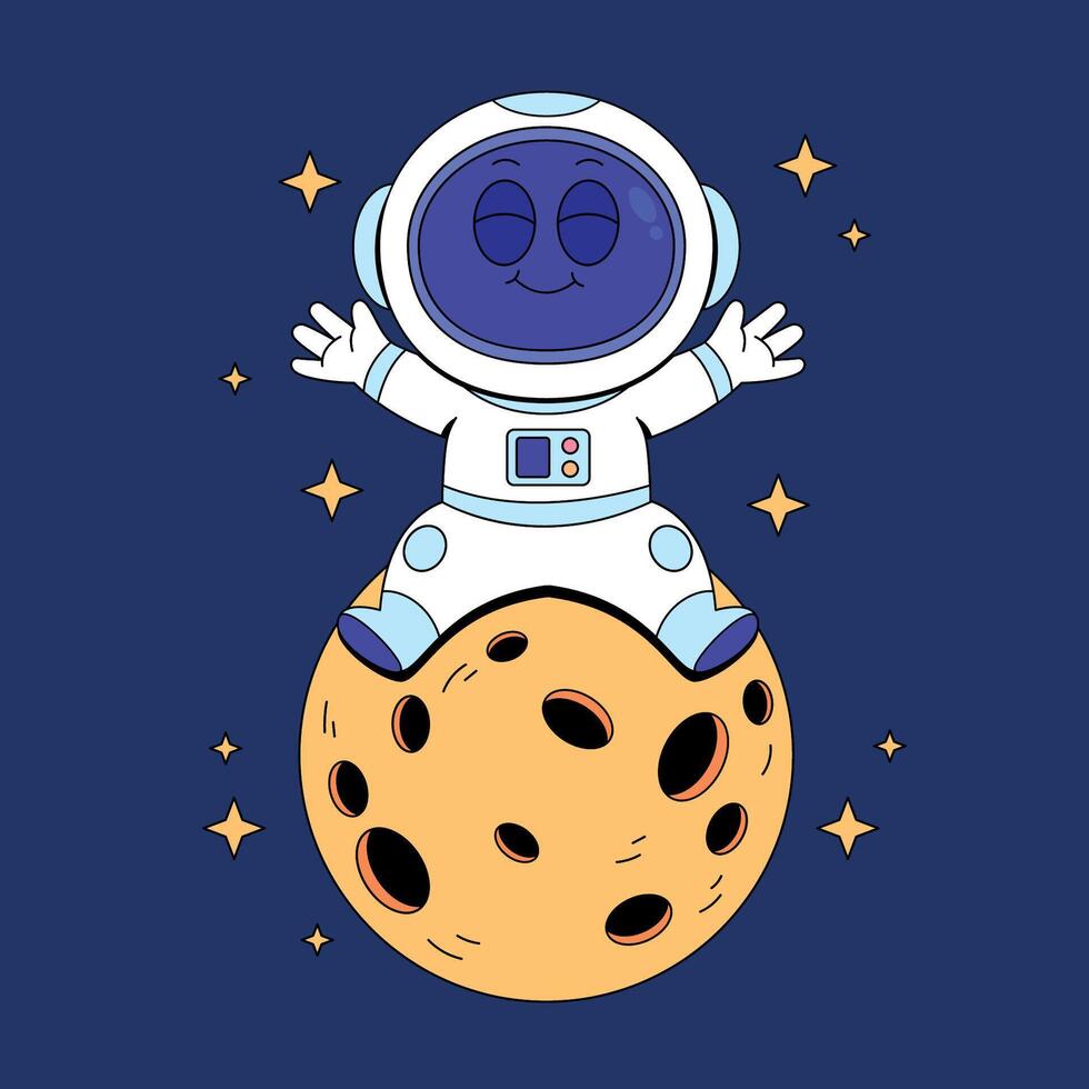 An astronaut sitting on top of a cookie vector