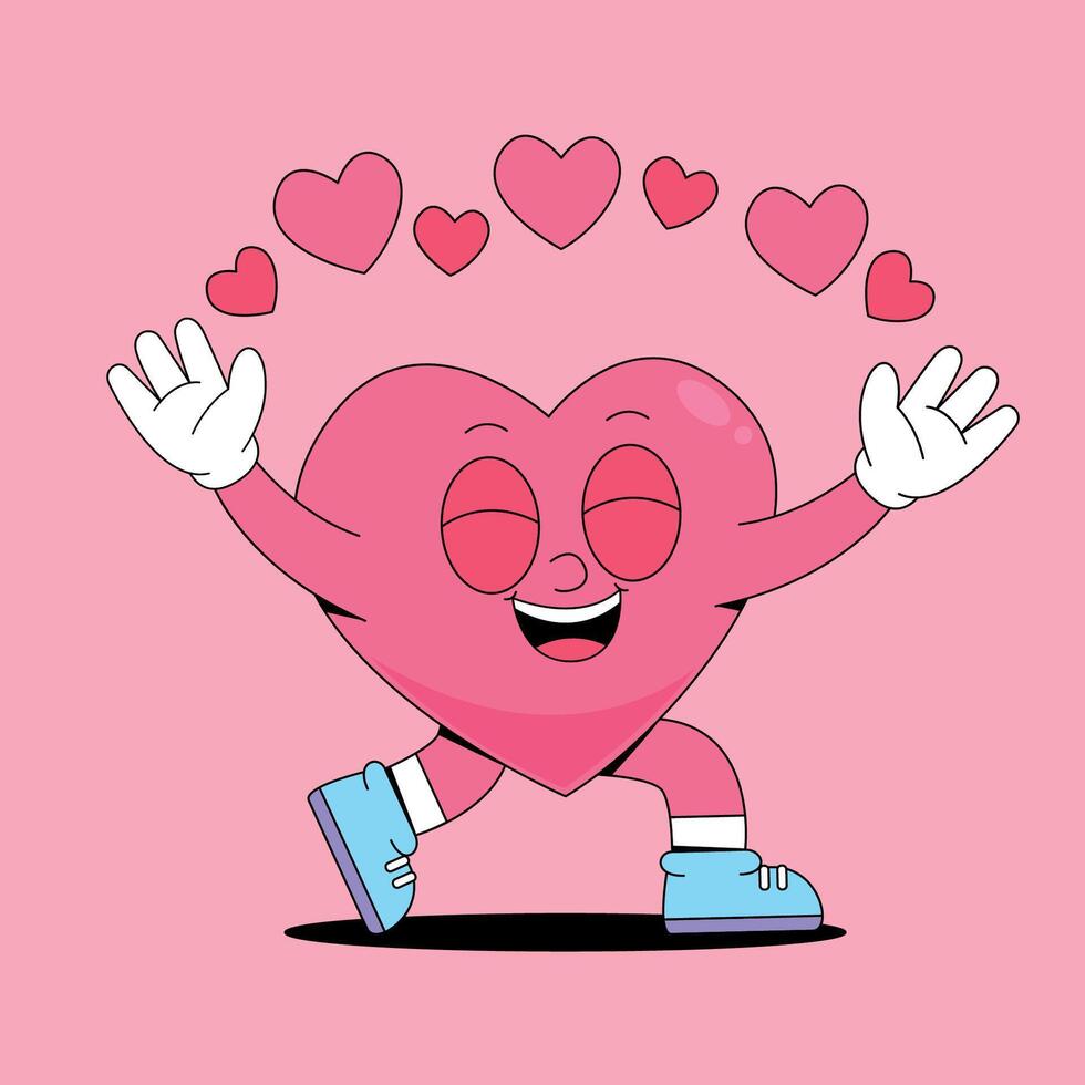 A cartoon heart with arms and legs dancing vector