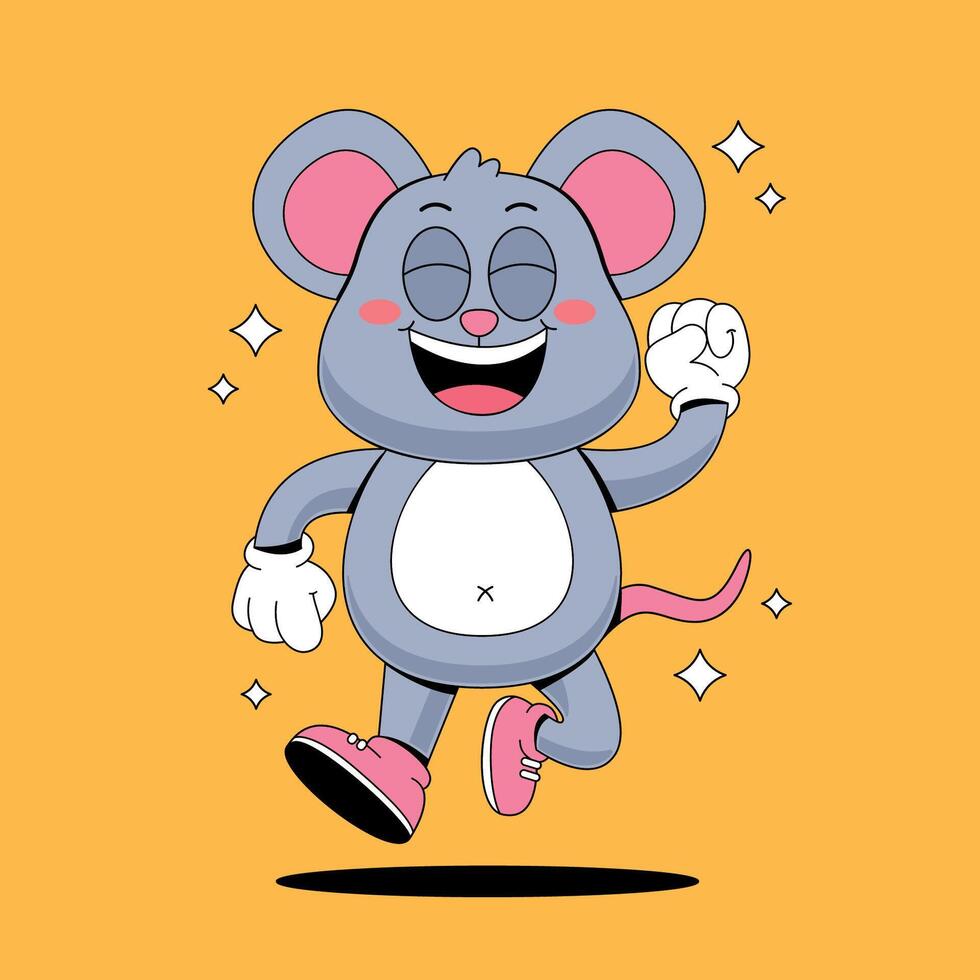 Cartoon mouse running with pink shoes vector