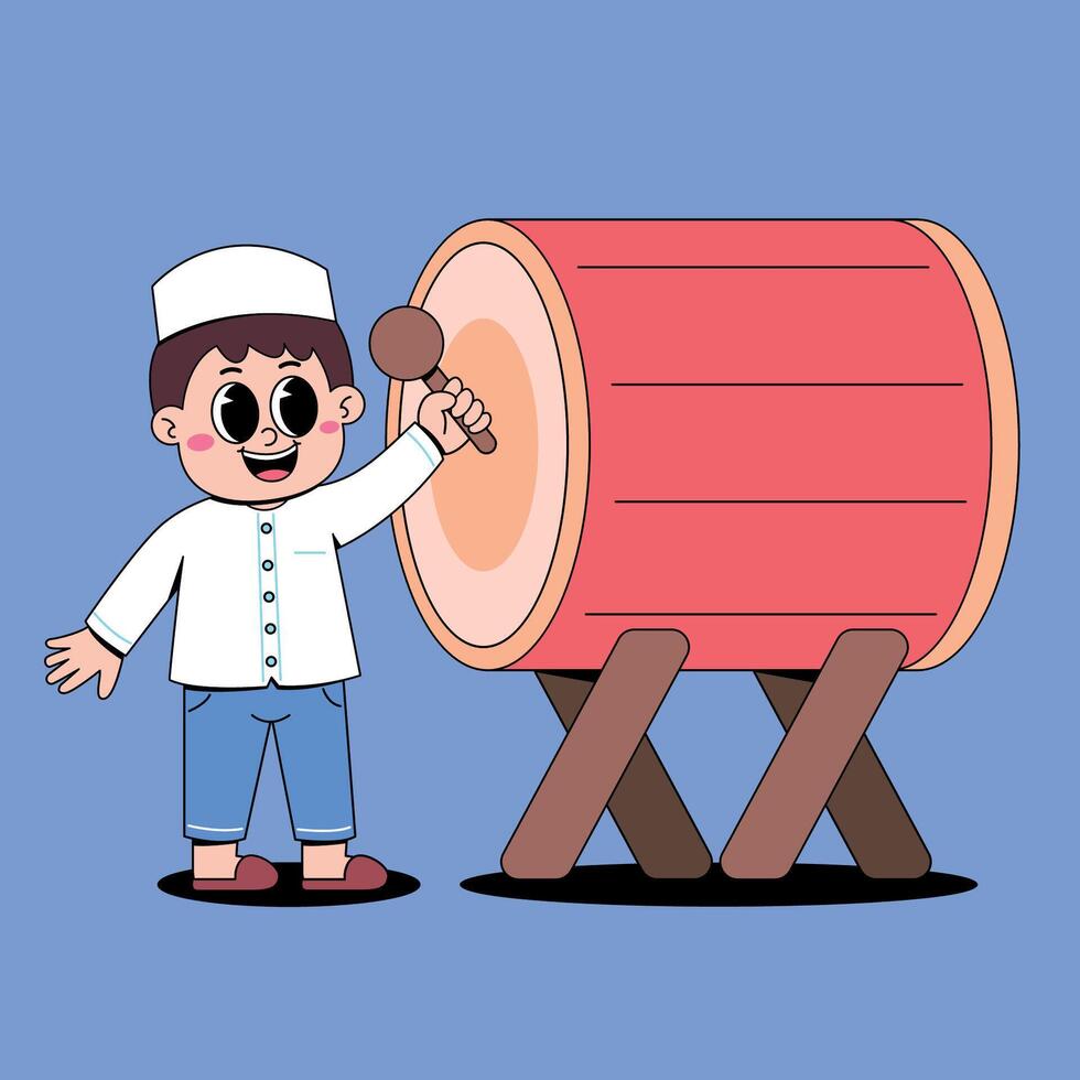 A cartoon character holding a hammer next to a large wooden barrel vector