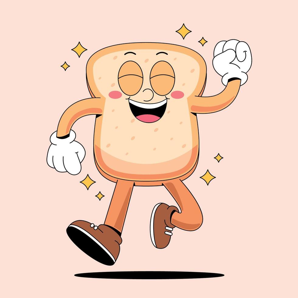 A cartoon character of toast running with arms outstretched vector