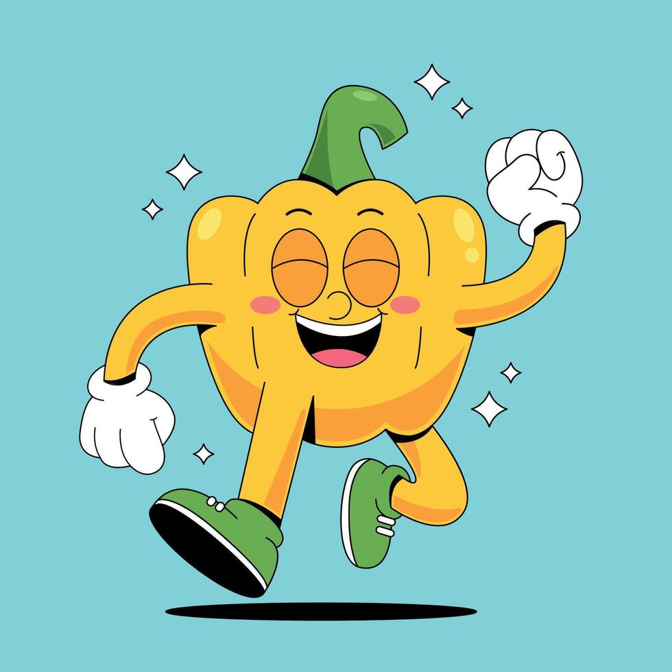 A cartoon pepper running with its eyes closed vector