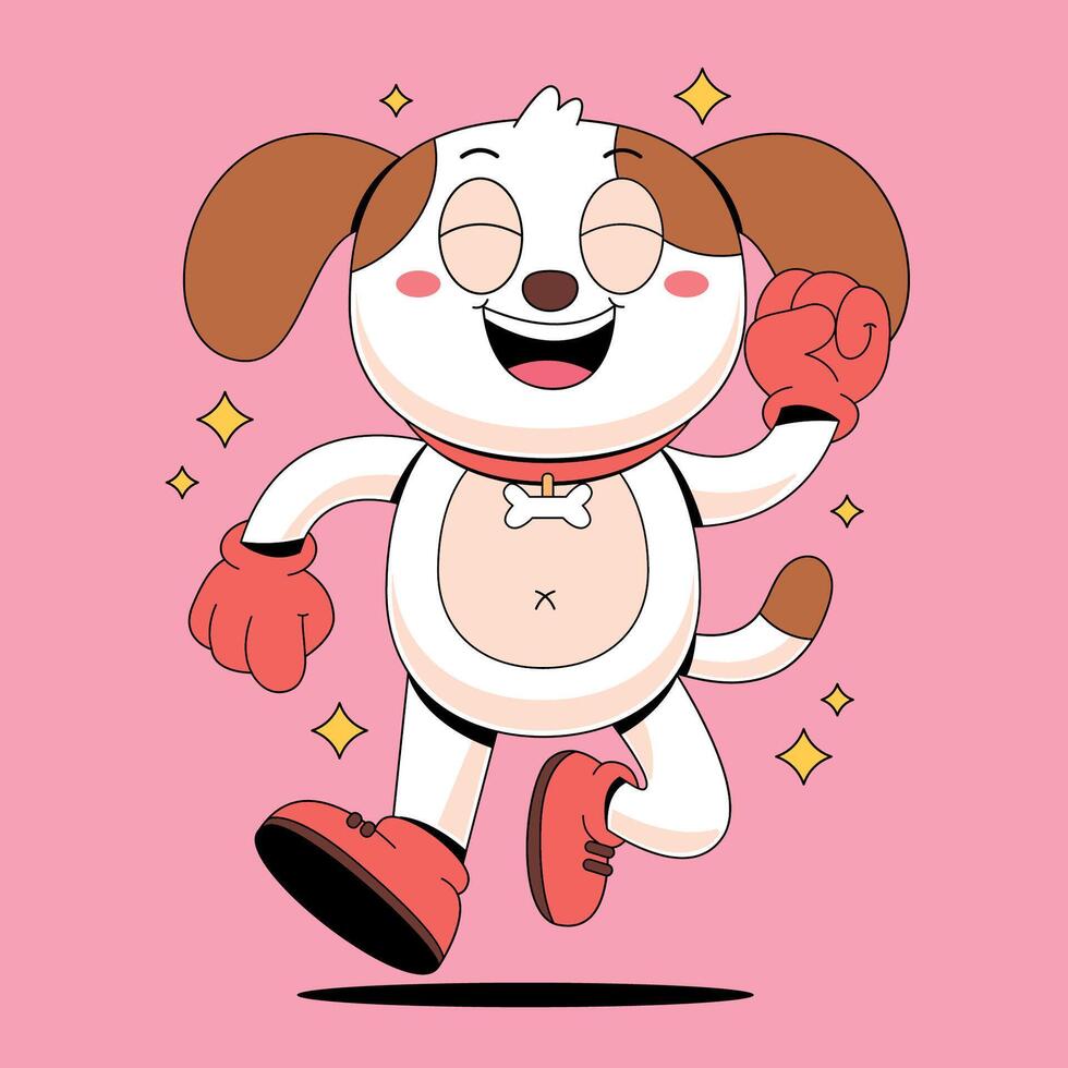 A cartoon dog wearing a red bow tie and holding a pink balloon vector