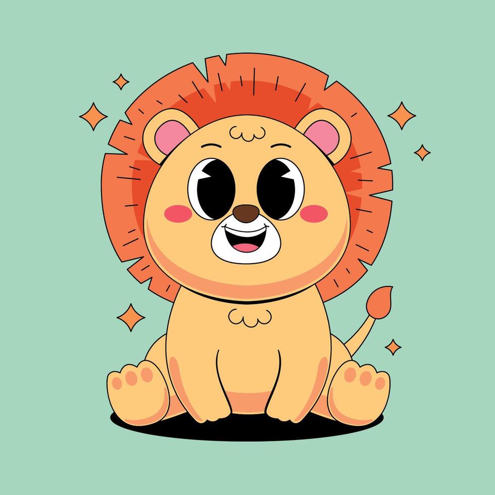 Cute lion cartoon illustration illustration vector
