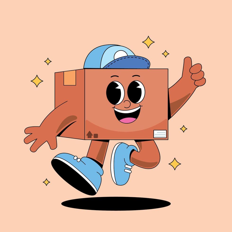 Cartoon character running with a box vector