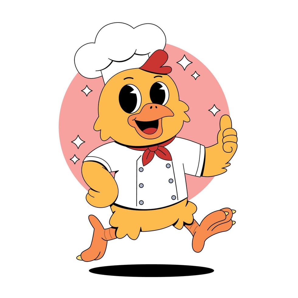 A cartoon chicken chef with a thumbs up vector