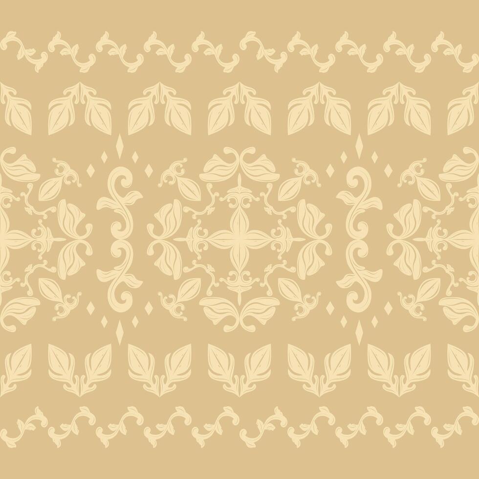 Royal Motif Traditional Fleur de lis Decoration Seamless Border Pattern. Elegance Golden Brown Scroll Ornament Luxury Florals Striped Geometric Twist Design for Embroidery Textiles Brocade Lace Attire vector