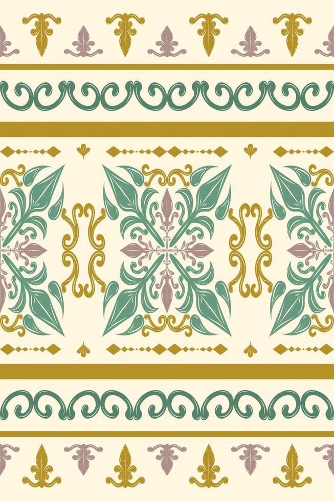 Ancient Greek Byzantine Babylon Inspired Luxury Detailed Royal Golden Motif Elegance Pattern with Hand Drawn Scroll Ornament Light Beige Background Beautiful Ikat Floral Embroidery Wallpaper Ceramics vector