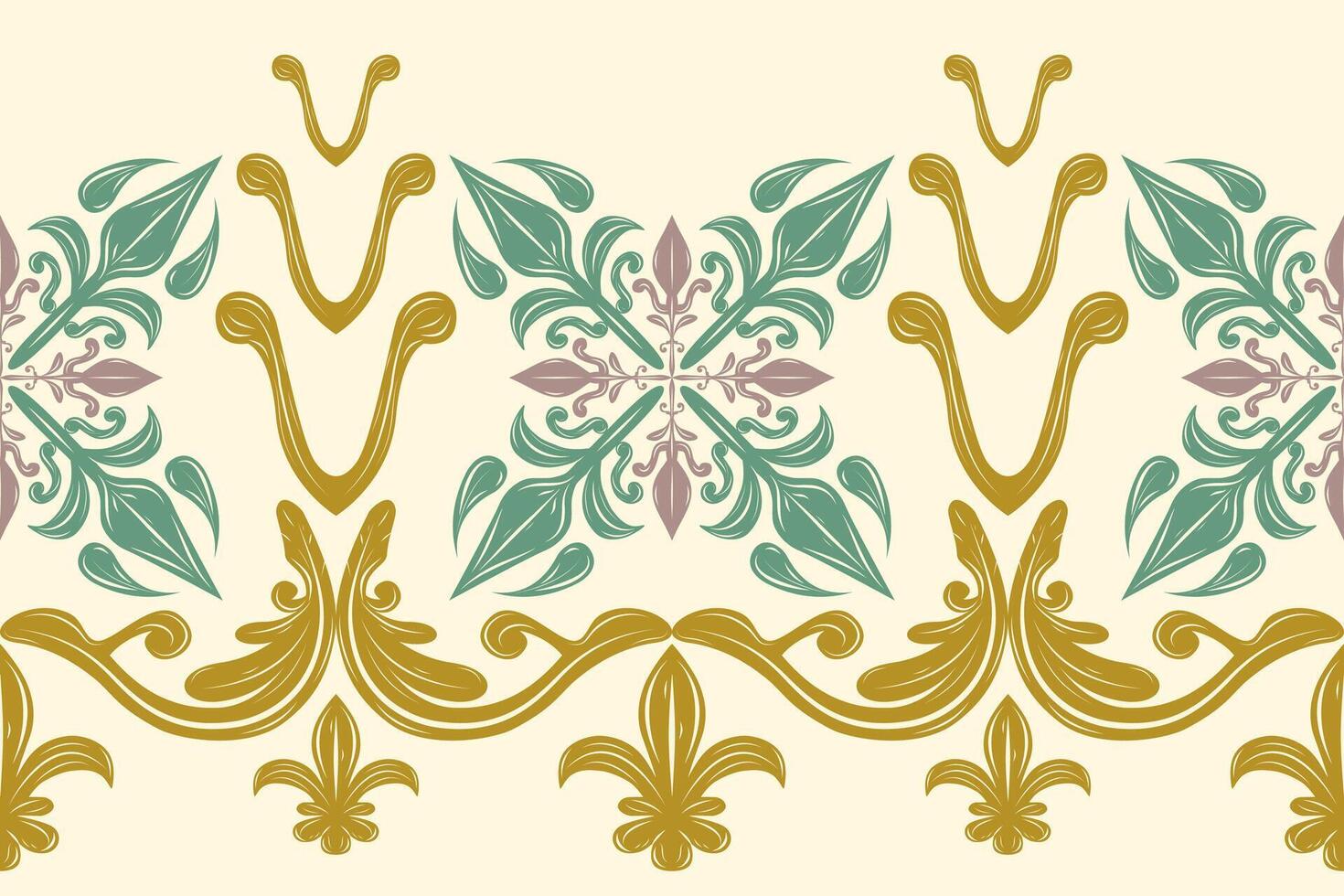 Fancy Luxury Magnificent Babylon Garden Inspired Illustration Pattern. Seamless Border Rim Striped Green Leaves And Gold Ornament Decoration. Ancient Glasses House Plants and Wings florals silk scarf vector