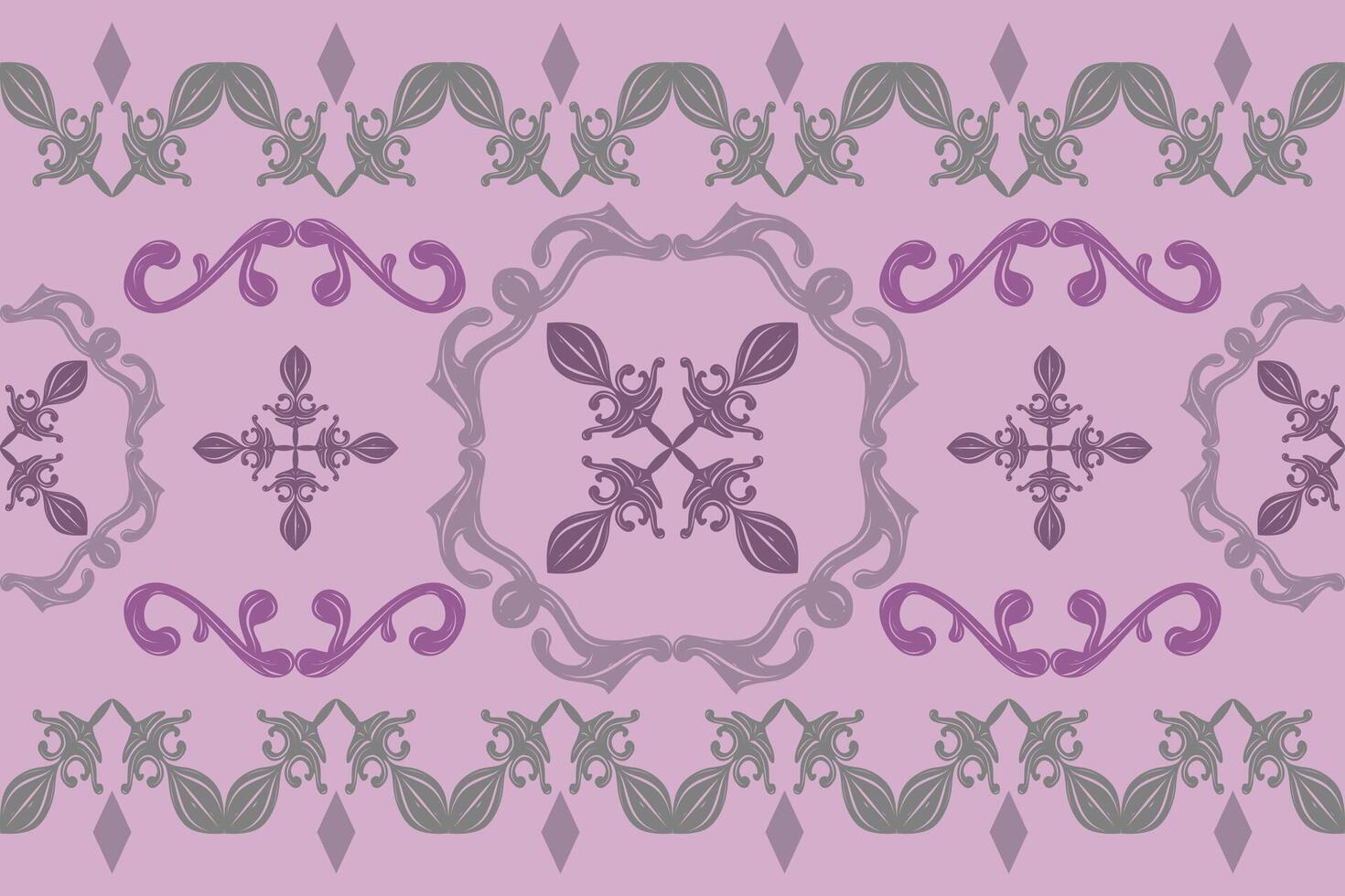 Classical Baroque Intricate Medieval Purple Theme Ornament Exquisite Arranged Border Pattern. Elaborate Victorian Beautiful Style for All Decoration as Silk Invitation Frame Embroidery Lace Ikat Batik vector