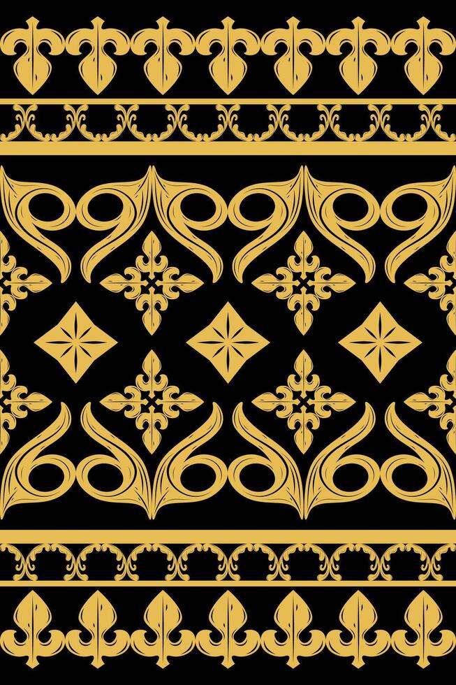 Magnificent Geometric Scroll Ornament Arab Style with Gold on Black Background. Delicate Luxury Pattern for Invitation Card Prints Fabric Textiles Ceramic Mosaic Tiles Embroidery Headscarf Lace Carpet vector
