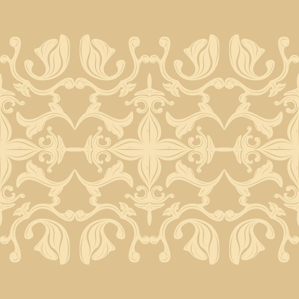 Abstract Elaborate Ancient Golden Beige Rose on Light Brown Background. Luxury Motif Pattern Like a Florals Illustration Delicate Expensive Rich Style for Handicraft Decoration Carpet Textiles Brocade vector