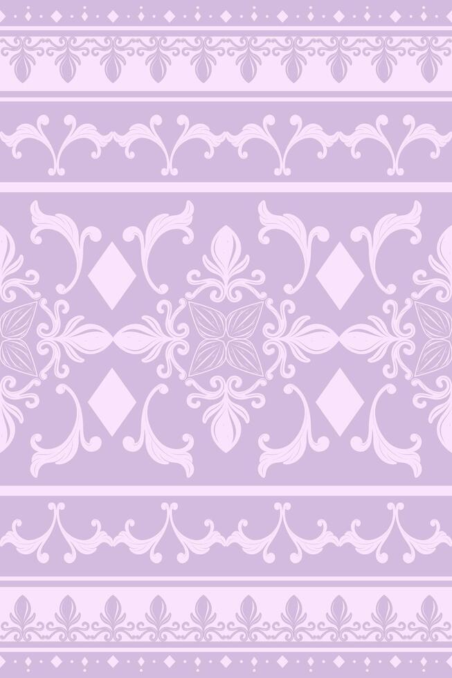 Detailed Elegance Border Pattern Striped with Pastel Lavender Purple Color Background. Traditional Byzantine Motif Hand Drawn for Batik Carpet Wallpaper Embroidery Luxury Silk Home Furniture Lace Tile vector