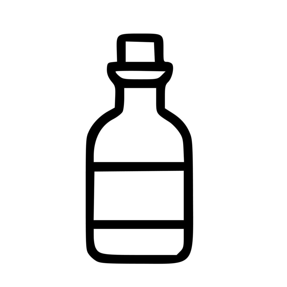 Outline Minimal Bottle with Label Icon Illustration vector