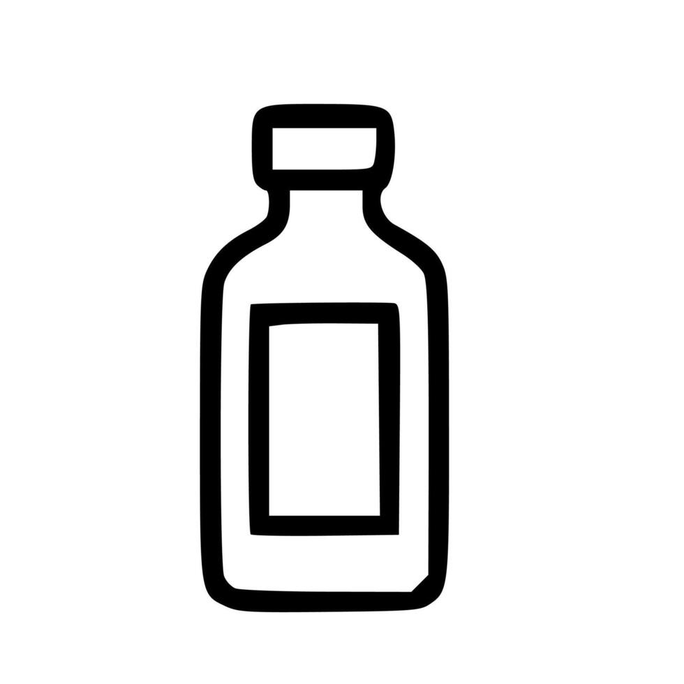 Outline Handdrawn Medicine Bottle Icon For Health Concept vector