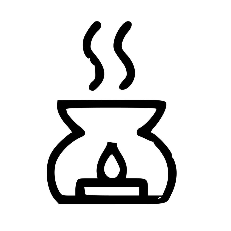 Outline Handdrawn Essential Oil Burner Aroma Therapy Icon vector