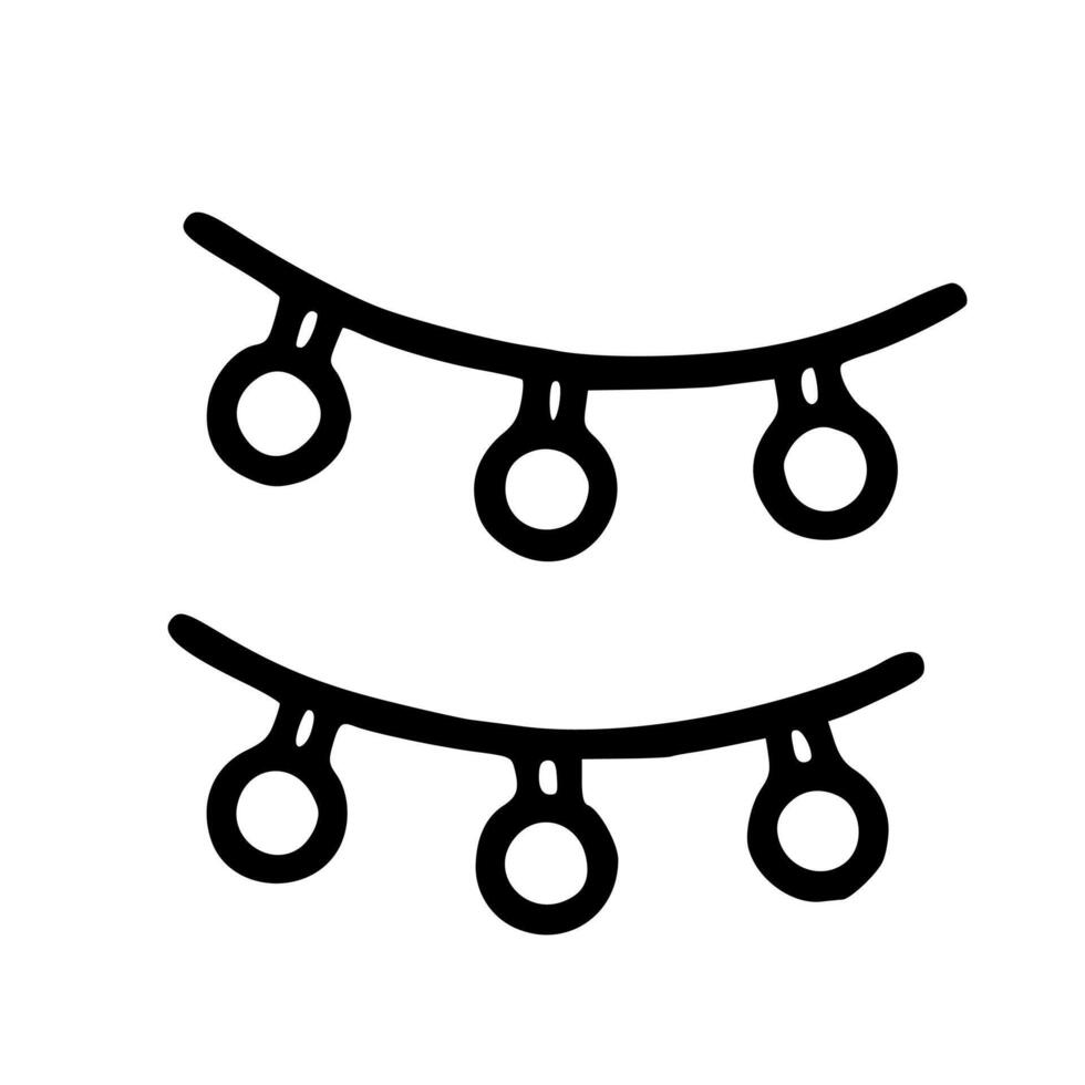 Handdrawn Decorative String Light Garland Ornament vector