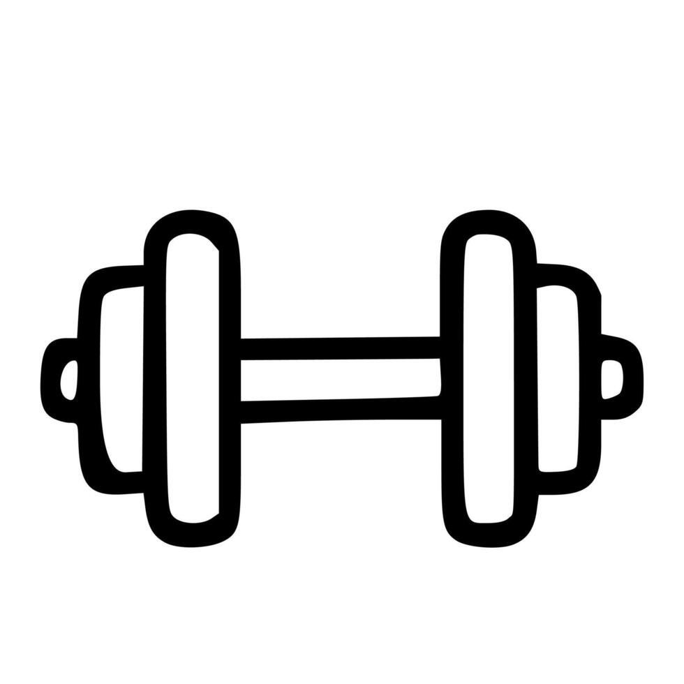 Outline Handdrawn Dumbbell Shape Icon for Workout vector