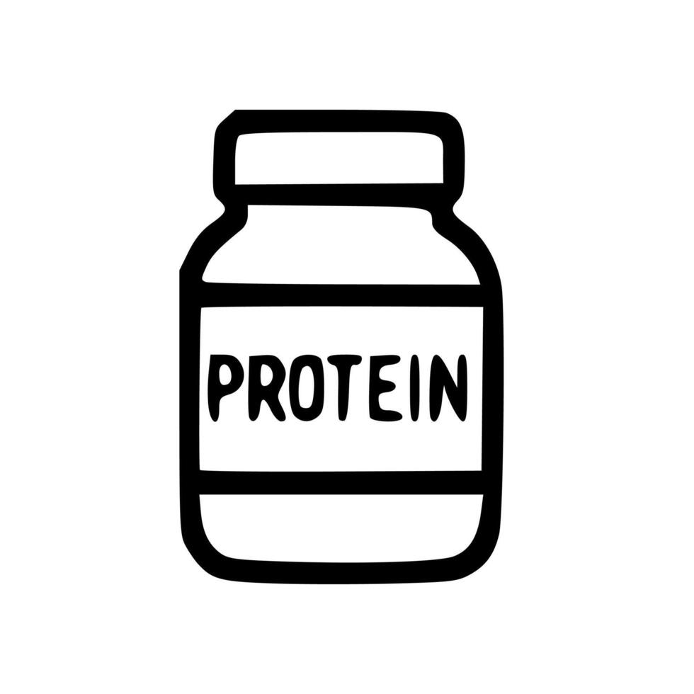 Simple Line Art Protein Supplement Bottle Icon Design vector