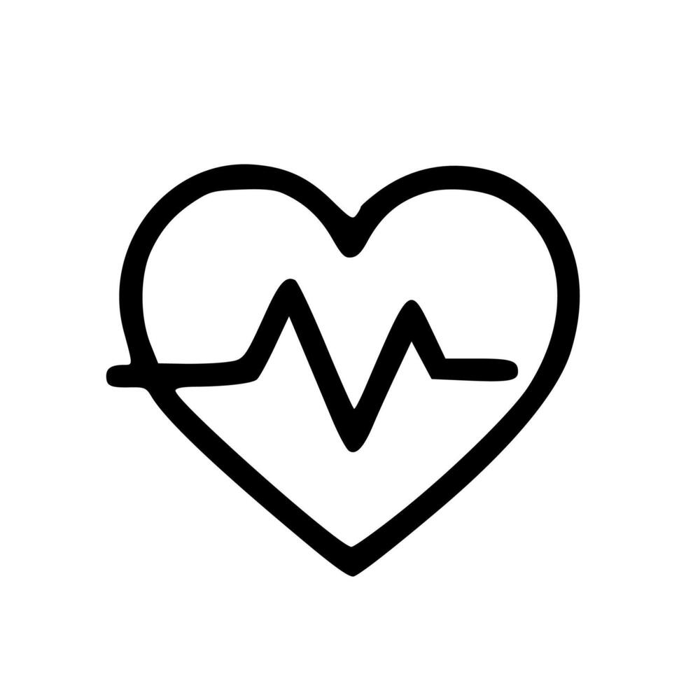 Outline Handdrawn Heartbeat Icon Shape for Medical vector