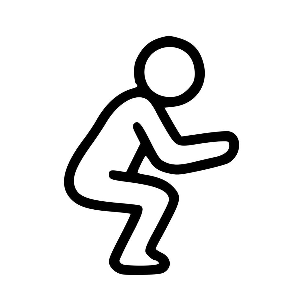 Outline Human Figure Squatting Position Silhouette Icon vector
