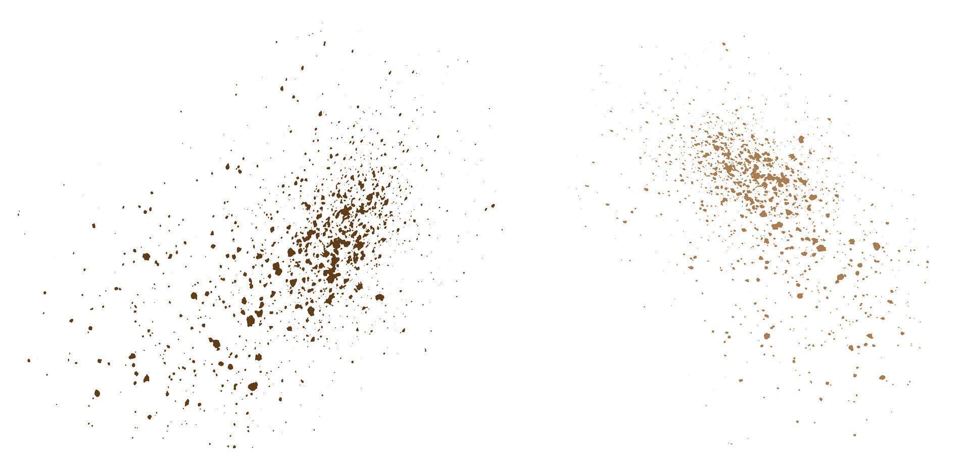 Spray coffee and chocolate powder particles overlay grunge texture background vector