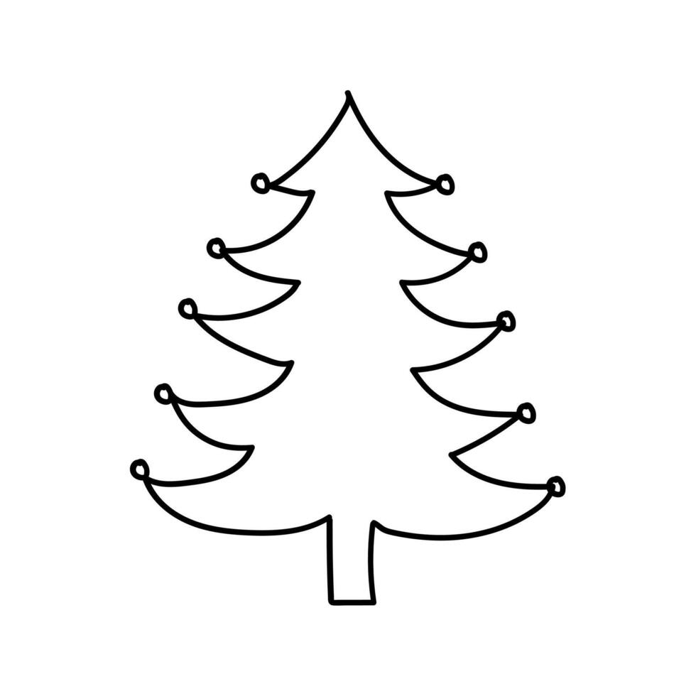 Outline Handdrawn Christmas Tree Holiday Season Icon Design vector