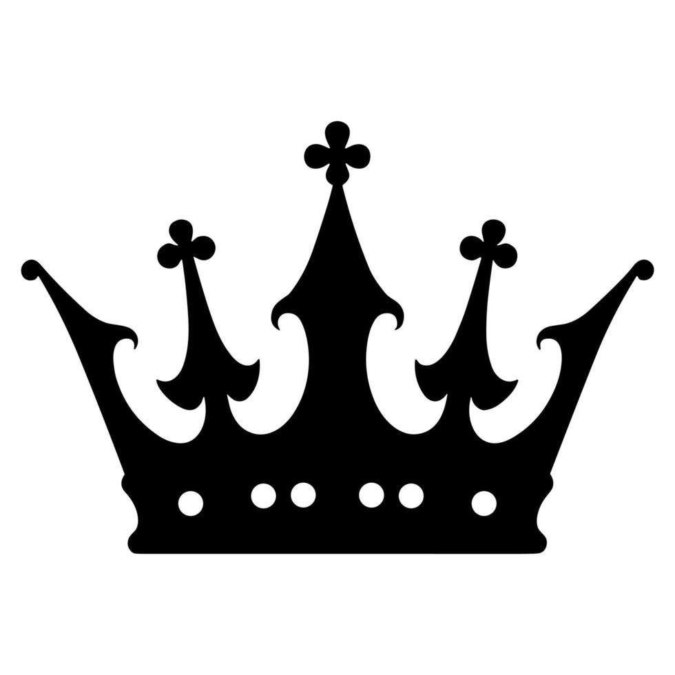 Black Detailed Crown Shape Icon Symbol of Royalty and Power Illustration vector