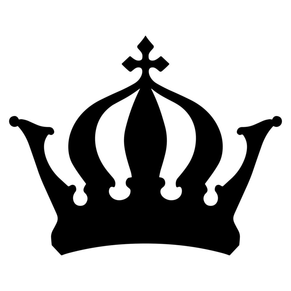 Silhouette Crown Royal Heraldry Symbol Design Isolated on White Background Icon vector